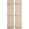 imageEkena Millwork 11 12quotW x 66quotH Rustic Two Board Spaced BoardnBatten Rough Cedar Faux Wood Shutters Per Pair Primed Tan