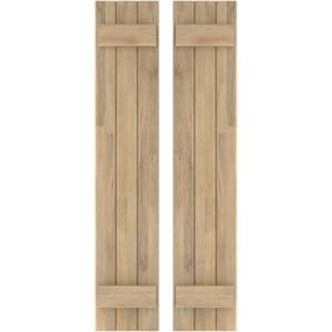 image10 12quotW x 36quotH Americraft Three Board 2 Batten Exterior Real Wood Joined BoardnBatten Shutters Per Pair Unfinished