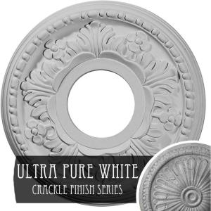 image11 78quotOD x 3 58quotID x 78quotP Helene Ceiling Medallion Fits Canopies up to 5 14quotUltra Pure White Crackle Flat Finish