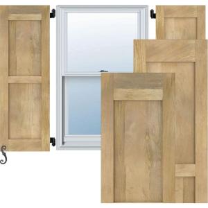 image12quotW x 35quotH Americraft Two Equal Flat Panel Exterior Real Wood Shutters Per Pair Unfinished