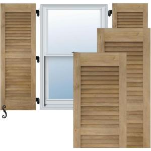image12quotW x 35quotH Americraft Two Equal Louver Exterior Real Wood Shutters Per Pair Unfinished