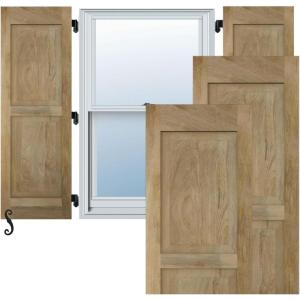 image12quotW x 35quotH Americraft Two Equal Raised Panel Exterior Real Wood Shutters Per Pair Unfinished