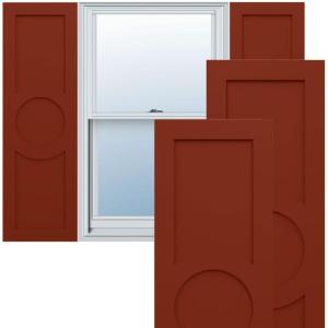 image12quotW x 37quotH True Fit PVC Center Circle Arts ampamp Crafts Fixed Mount Shutters Pepper Red Per Pair  Hardware Not Included