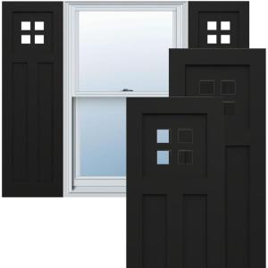 image15quotW x 36quotH True Fit PVC San Antonio Mission Style Fixed Mount Shutters Black Per Pair  Hardware Not Included