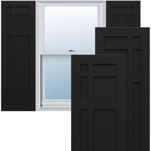 image15quotW x 36quotH True Fit PVC San Juan Capistrano Mission Style Fixed Mount Shutters Black Per Pair  Hardware Not Included
