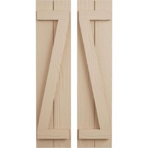 imageEkena Millwork 11quotW x 66quotH Rustic Two Board Joined BoardnBatten Rough Cedar Faux Wood Shutters wZBoard Per Pair Primed TanSandblasted