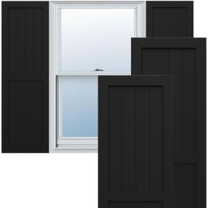 imageEkena Millwork 15quotW x 36quotH True Fit PVC FarmhouseFlat Panel Combination Fixed Mount Shutters Black Per Pair  Hardware Not Included