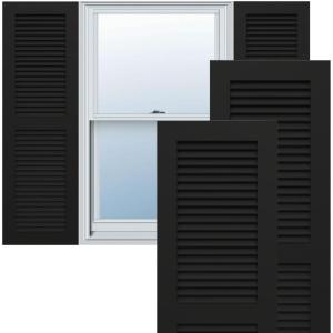 imageEkena Millwork 15quotW x 36quotH True Fit PVC Two Equal Louver Shutters Black Per Pair  Hardware Not Included