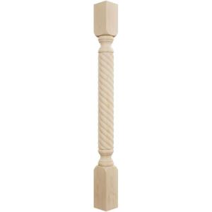 imageEkena Millwork COL03X03X35HARW Hamilton Rope Cabinet Column Top Block 6 18quot Bottom Block 7 18quot 3 34quotW x 3 34quotD x 35 12quotH RubberwoodAlder