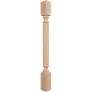 imageEkena Millwork COL03X03X35HARW Hamilton Rope Cabinet Column Top Block 6 18quot Bottom Block 7 18quot 3 34quotW x 3 34quotD x 35 12quotH RubberwoodCherry