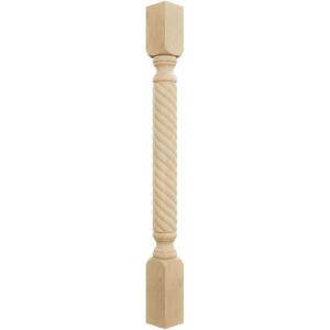 imageEkena Millwork COL03X03X35HARW Hamilton Rope Cabinet Column Top Block 6 18quot Bottom Block 7 18quot 3 34quotW x 3 34quotD x 35 12quotH RubberwoodMaple