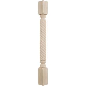 imageEkena Millwork COL03X03X35HARW Hamilton Rope Cabinet Column Top Block 6 18quot Bottom Block 7 18quot 3 34quotW x 3 34quotD x 35 12quotH RubberwoodRubberwood