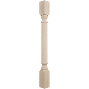 imageEkena Millwork COL03X03X35TRRW Traditional Cabinet Column Top Block 6 18quot Bottom Block 7 18quot 3 34quotW x 3 34quotD x 35 12quotH RubberwoodRubberwood