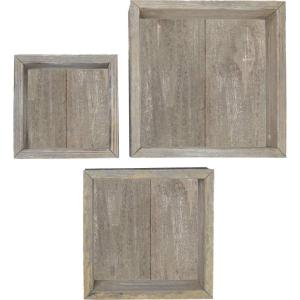 imageEkena Millwork DECR15SBSQOBBR Set of 3 Square Open Back Vintage Farmhouse Shadow Box Shelves Barnwood Decor Collection Weathered BrownReclaimed Grey