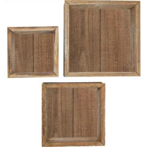 imageEkena Millwork DECR15SBSQOBBR Set of 3 Square Open Back Vintage Farmhouse Shadow Box Shelves Barnwood Decor Collection Weathered BrownWeathered Brown
