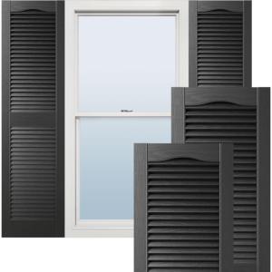 imageEkena Millwork Lifetime Vinyl LL1S12X02500BL Standard Cathedral Top Center Mullion Open Louver Vinyl Shutters wInstallation ShutterLoks ampamp Matching Screws Per Pair 12quotW x 25quotH Black