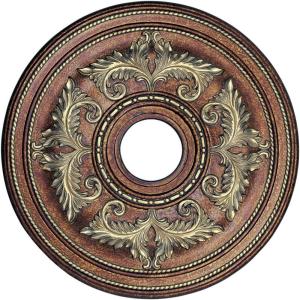 imageLivex Lighting 820065 Ceiling Medallion Hand Applied Vintage Gold Leaf with Gilded Accents 22kquotDx15quotHHand Applied Palacial Bronze with Gilded Accents