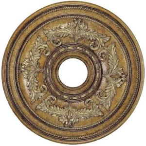 imageLivex Lighting 820065 Ceiling Medallion Hand Applied Vintage Gold Leaf with Gilded Accents 22kquotDx15quotHHand Applied Venetian Patina with Gilded Accents