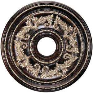 imageLivex Lighting 820065 Ceiling Medallion Hand Applied Vintage Gold Leaf with Gilded Accents 22kquotDx15quotHHand Rubbed Bronze with Antique Silver Accents