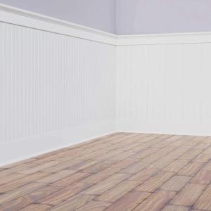 imageEkena Millwork  WPKP0604X96BBDS Deluxe Wainscot Systems RailPak 8 Length 5 12quot Top Rail ampamp 5 12quot Bottom Rail Whitefor heights up to 5758
