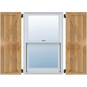 imageEkena Millwork RBF06Z16X055RWR TimberCraft Three 5 38quot Boards Framed BoardnBatten wZBar Rustic Wood Shutters Per Pair 16 18quotW x 55quotH Rough Sawn Western Red Cedar