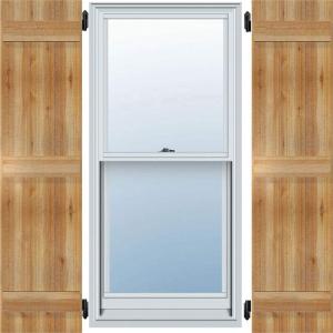 imageEkena Millwork RBJ06S21X068RWR TimberCraft Four 5 38quot Boards Joined BoardnBatten Rustic Wood Shutters Per Pair 21 12quotW x 68quotH Rough Sawn Western Red Cedar