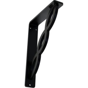 imageEkena Millwork BKTM01X05X08SLO 1 2quot W x 5 12quot D x 8quot H Loera Wrought Iron Bracket Single Center BracePowder Coated Black