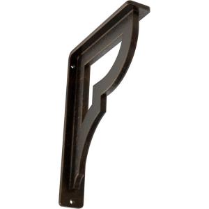 imageEkena Millwork BKTM01X10X12SBR 1 2quot W x 10quot D x 12quot H Bradford Wrought Iron Bracket Single Center BraceAntiqued Bronze