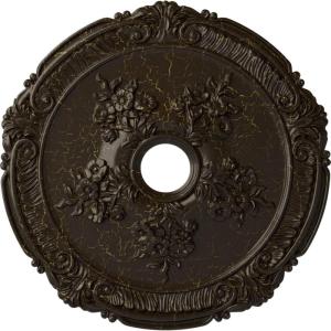 image26quotOD x 3 34quotID x 1 12quotP Attica with Rose Ceiling Medallion Fits Canopies up to 4 12quotStone Hearth Crackle Flat Finish