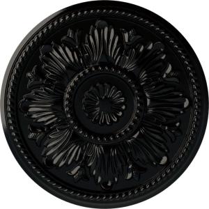 imageEkena Millwork CM18ED 18Inch OD x 5 12Inch ID x 1 34Inch Edinburgh Ceiling Medallion PrimedHandPainted Black Pearl