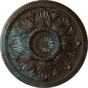 imageEkena Millwork CM18ED 18Inch OD x 5 12Inch ID x 1 34Inch Edinburgh Ceiling Medallion PrimedHandPainted Bronze Blue Patina
