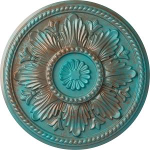 imageEkena Millwork CM18ED 18Inch OD x 5 12Inch ID x 1 34Inch Edinburgh Ceiling Medallion PrimedHandPainted Copper Green Patina