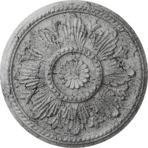 imageEkena Millwork CM18ED 18Inch OD x 5 12Inch ID x 1 34Inch Edinburgh Ceiling Medallion PrimedHandPainted Ultra Pure White Crackle