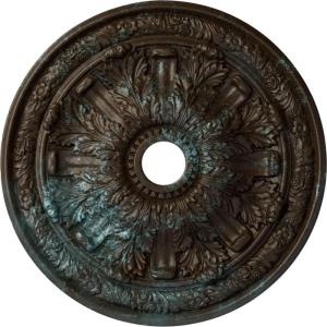 imageEkena Millwork CM30FL Flagstone Ceiling Medallion 30quotOD x 3 78quotID x 3 14quotP Fits Canopies up to 3 78quot Factory PrimedHandPainted Bronze Blue Patina