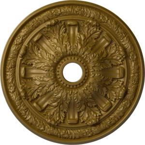 imageEkena Millwork CM30FL Flagstone Ceiling Medallion 30quotOD x 3 78quotID x 3 14quotP Fits Canopies up to 3 78quot Factory PrimedHandPainted Gold