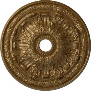 imageEkena Millwork CM30FL Flagstone Ceiling Medallion 30quotOD x 3 78quotID x 3 14quotP Fits Canopies up to 3 78quot Factory PrimedHandpainted Pale Gold