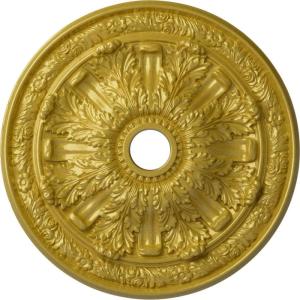 imageEkena Millwork CM30FL Flagstone Ceiling Medallion 30quotOD x 3 78quotID x 3 14quotP Fits Canopies up to 3 78quot Factory PrimedHandpainted Rich Gold