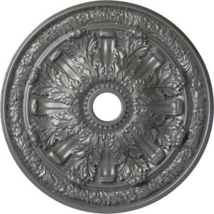 imageEkena Millwork CM30FL Flagstone Ceiling Medallion 30quotOD x 3 78quotID x 3 14quotP Fits Canopies up to 3 78quot Factory PrimedHandpainted Silver