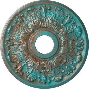 image16 12quotOD x 3 58quotID x 1 18quotP Apollo Ceiling Medallion Fits Canopies up to 5 58quotHandPainted Copper Green Patina