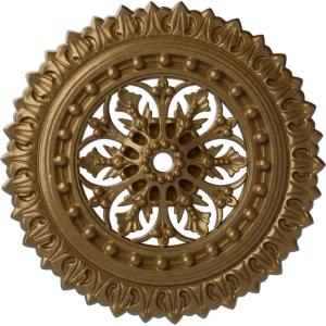 imageEkena Millwork CM18SK 18 12Inch OD x 1 18Inch ID x 1 12Inch Sellek Ceiling MedallionPale Gold Metallic Series