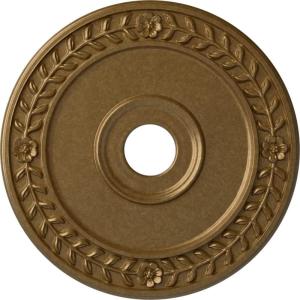 imageEkena Millwork CM21WR Wreath Ceiling Medallion 21 18quotOD x 3 58quotID x 78quotP Fits Canopies up to 6quot Factory PrimedPale Gold Metallic Series