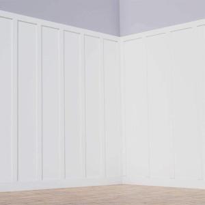 imageEkena Millwork WPKP32X03CS Classic Shaker 8 Length PVC Wainscoting Kit Heights up to 32quot 12quot  15quot Adjustable Wall Panels WhiteHeights up to 104
