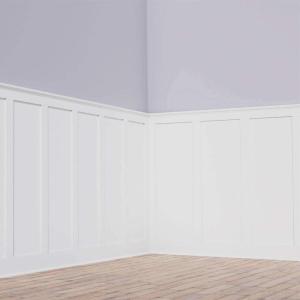 imageEkena Millwork WPKP56X04DS Deluxe Shaker 8 Length PVC Wainscoting Kit Heights up to 56quot 12quot  15quot Adjustable Wall Panels White