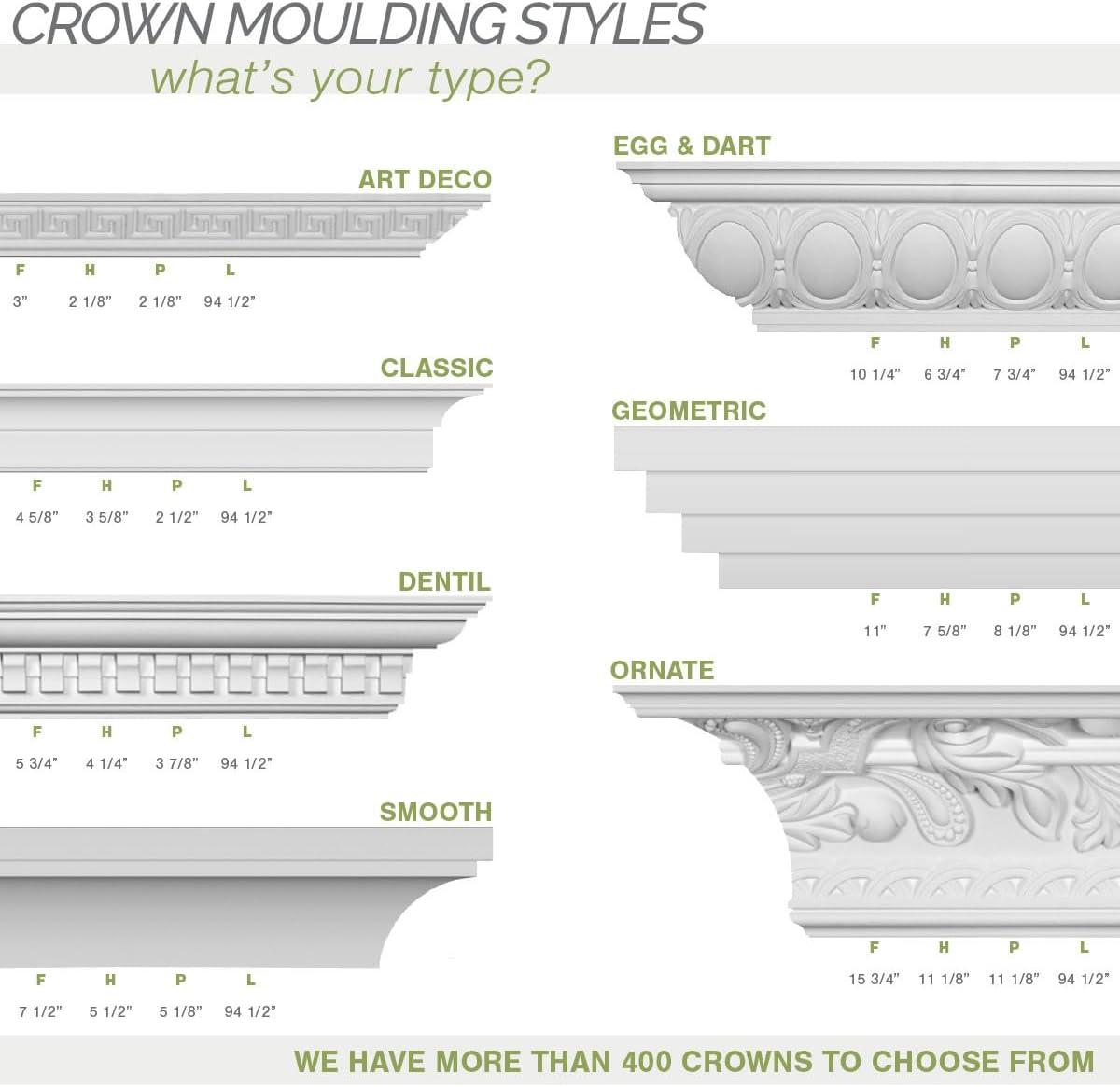 imageEndurathane Sequential Crown Moulding 3 12quotH x 1 78quotP x 4quotF x 94 12quotL Factory Primed 8Pack8Pack