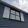 imageEkena Millwork 11W x 58H Rustic Two Board Joined BoardnBatten Rough Cedar Faux Wood Shutters wEnd Batten Per Pair Primed TanHand Hewn