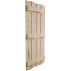imageEkena Millwork 11W x 62H Rustic Two Board Joined BoardnBatten Rough Cedar Faux Wood Shutters Per Pair Primed TanHand Hewn