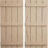 imageEkena Millwork 11W x 62H Rustic Two Board Joined BoardnBatten Rough Cedar Faux Wood Shutters Per Pair Primed TanHand Hewn