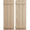 imageEkena Millwork 11W x 62H Rustic Two Board Joined BoardnBatten Rough Cedar Faux Wood Shutters Per Pair Primed TanHand Hewn