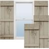 imageEkena Millwork 11W x 62H Rustic Two Board Joined BoardnBatten Rough Cedar Faux Wood Shutters Per Pair Primed TanKnotty Pine