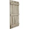 imageEkena Millwork 11W x 62H Rustic Two Board Joined BoardnBatten Rough Cedar Faux Wood Shutters Per Pair Primed TanPecky Cypress